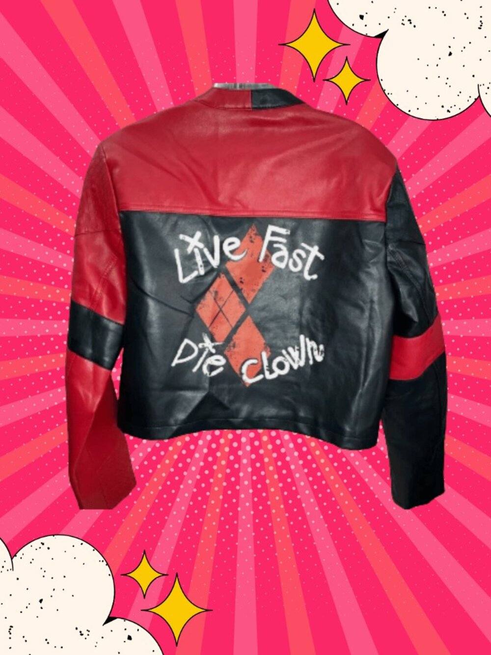 Harley Quinn Live Fast Die Clown Jacket XL Suicide Squad DC Cosplay Halloween